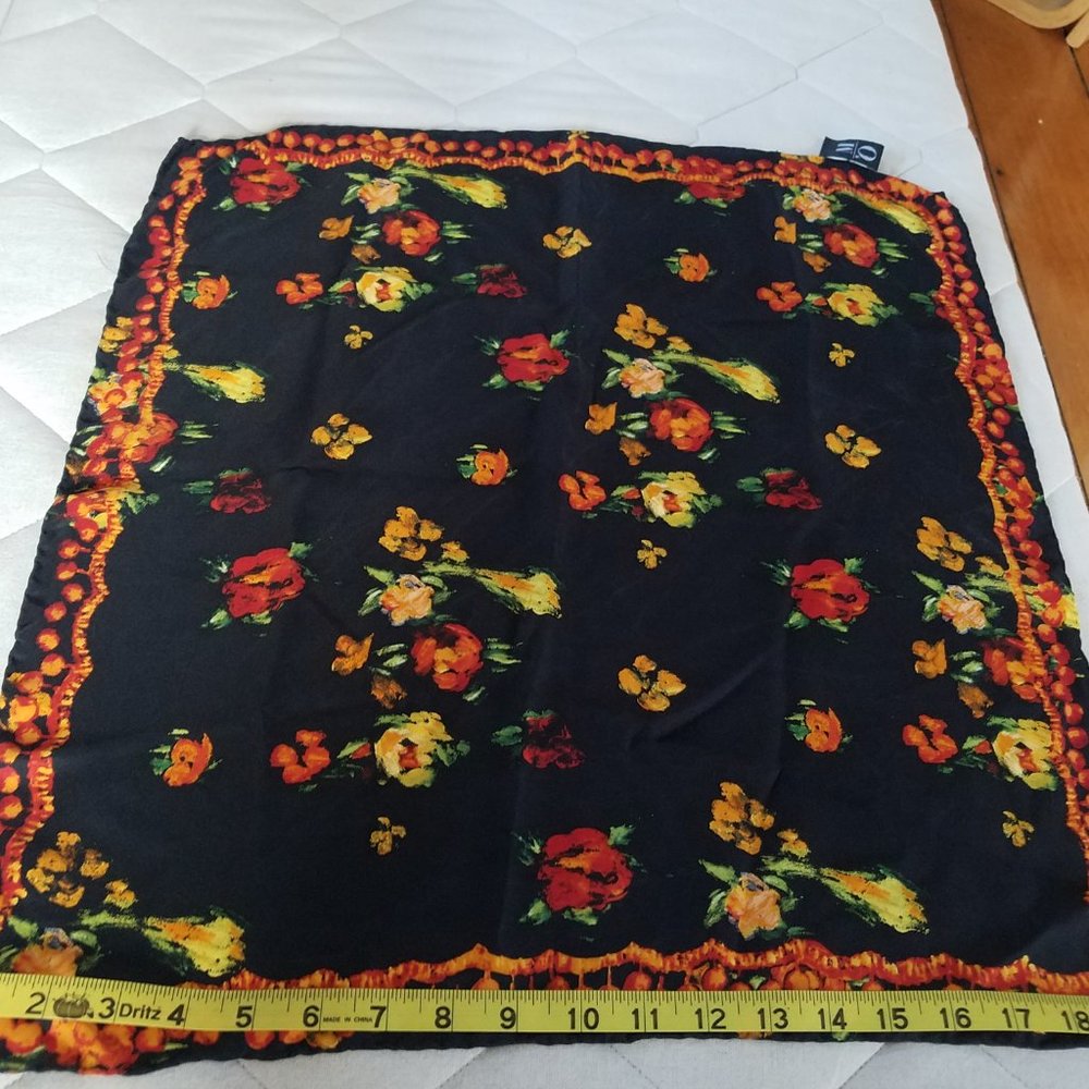 MO 100% silk black&orange automnal square scarf